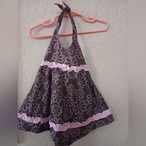 Penny M brown and light pink floral halter tie around neck dress size 12 months